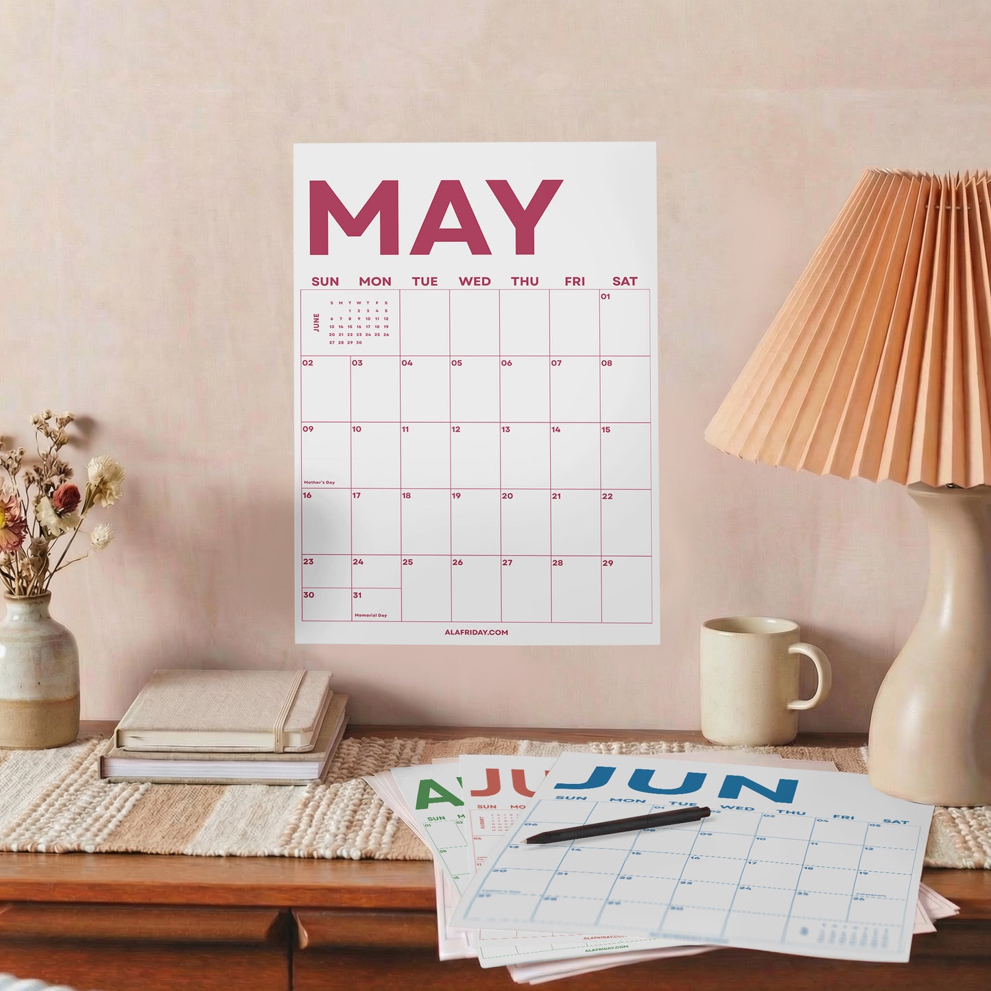 2027 Wall Calendar, Bright Color Design, Recycled Paper