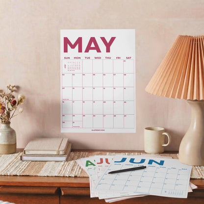 2027 Wall Calendar, Bright Color Design, Recycled Paper