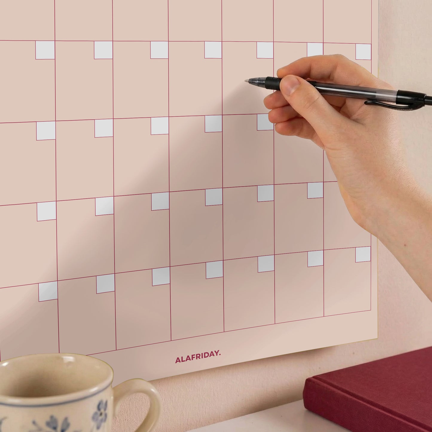 Colorful Undated Wall Planner: Perpetual Monthly Calendar, Recycled Paper