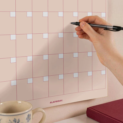 Colorful Undated Wall Planner: Perpetual Monthly Calendar, Recycled Paper