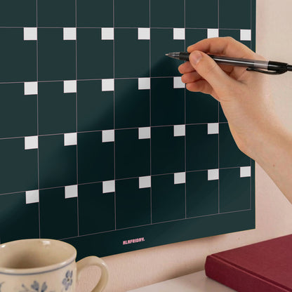 Retro Undated Wall Planner: Perpetual Monthly Calendar, Recycled Paper