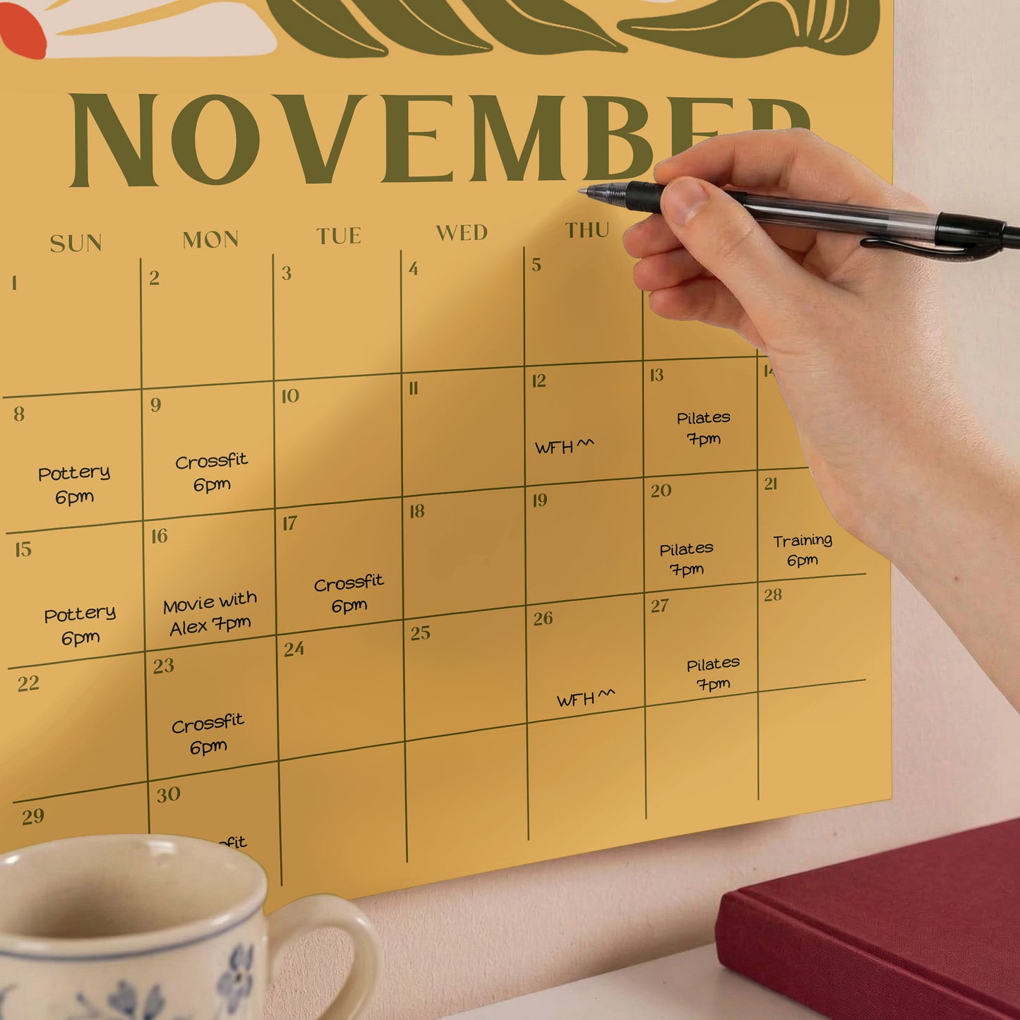 2026 Flowers Calendar, A3, Recycled Paper
