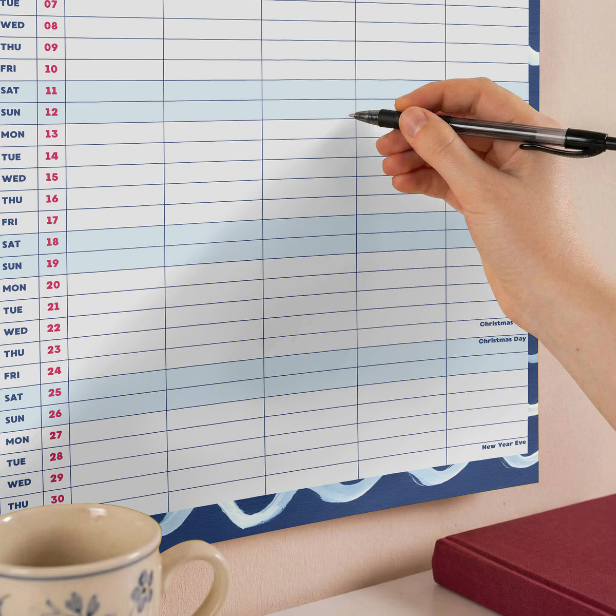 2027 Abstract Family Planner, 5 Column Planner, Family Organizer, Recycle Paper