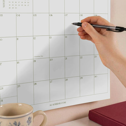 2027 Wall Calendar, Matcha Design, Recycled Paper