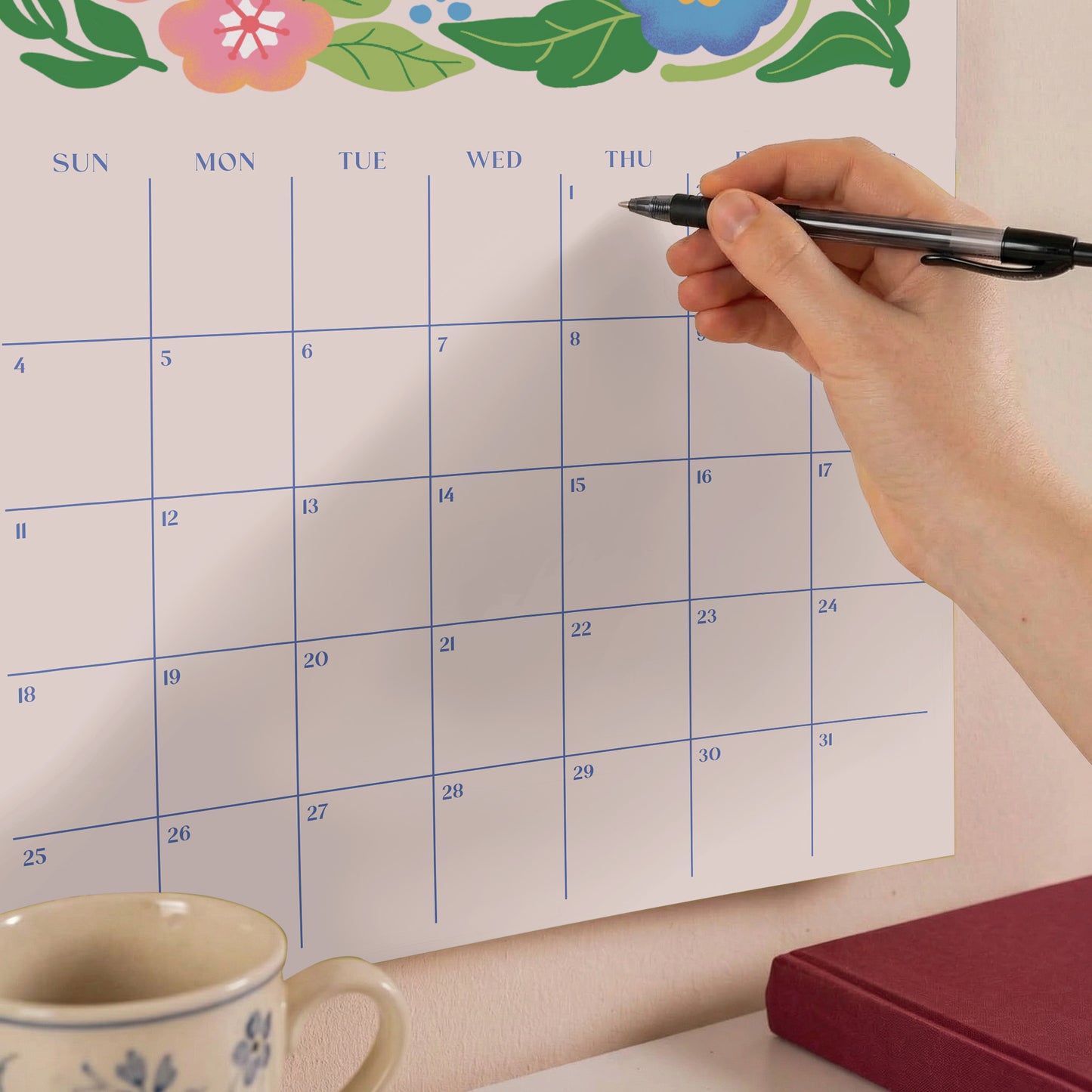 2026-2027 Academic Wall Calendar, Retro Art, August Start