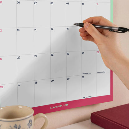 2027 Wall Calendar, Bright Color Design, Recycled Paper