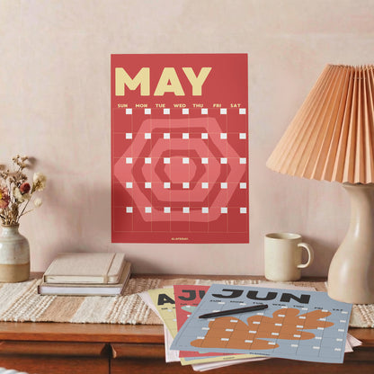 Earth Colorful Undated Wall Planner: Perpetual Monthly Calendar, Recycled Paper