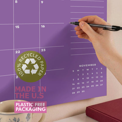 2027 Wall Calendar: Colorful Design, Recycled Paper