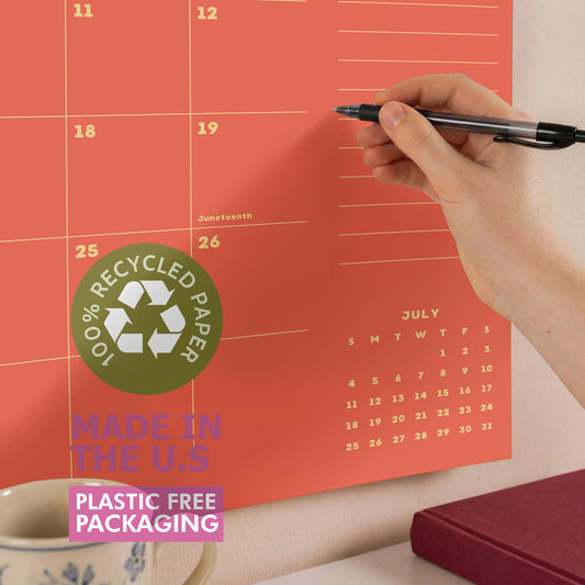2027 Wall Calendar: Pastel Color, Recycled Paper