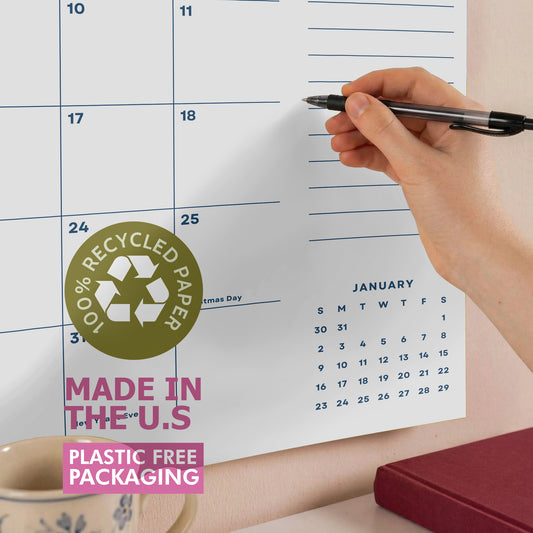 2027 Wall Calendar: Bright Color, Recycled Paper