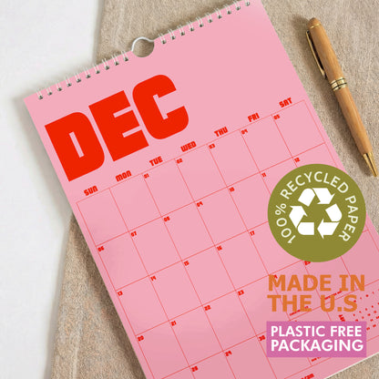 2026-2027 Retro Academic Year Large Monthly Planner, September Start, Recycle Paper
