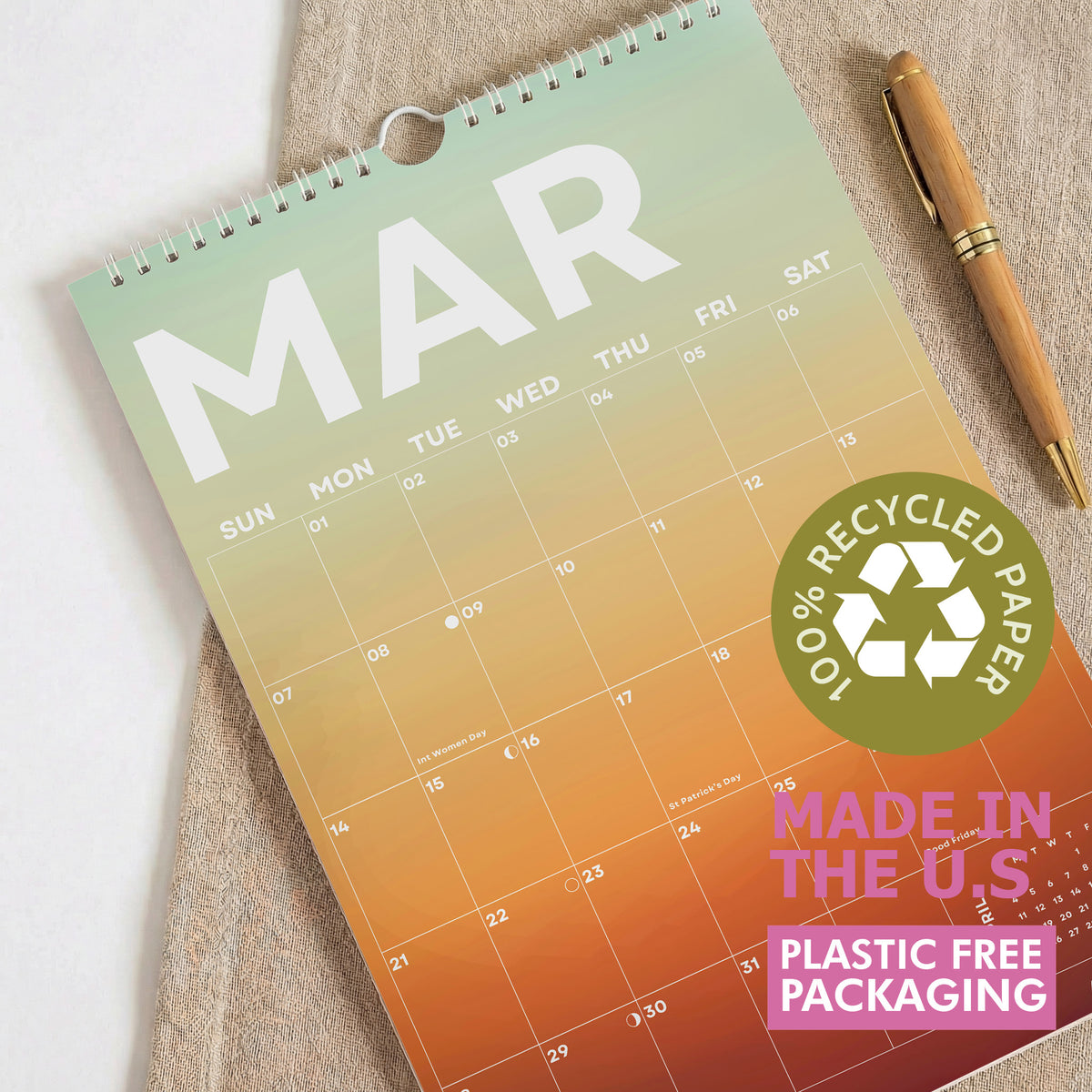 2027 Gradient Wall Calendar, Recycled Paper