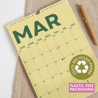 2026 Pastel Color Calendar, Recycled Paper