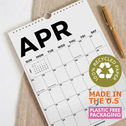 2026-2027 Minimalist Wall Calendar | Academic Year Planner for Students & Teachers | A4 & A3 | Recycled Paper