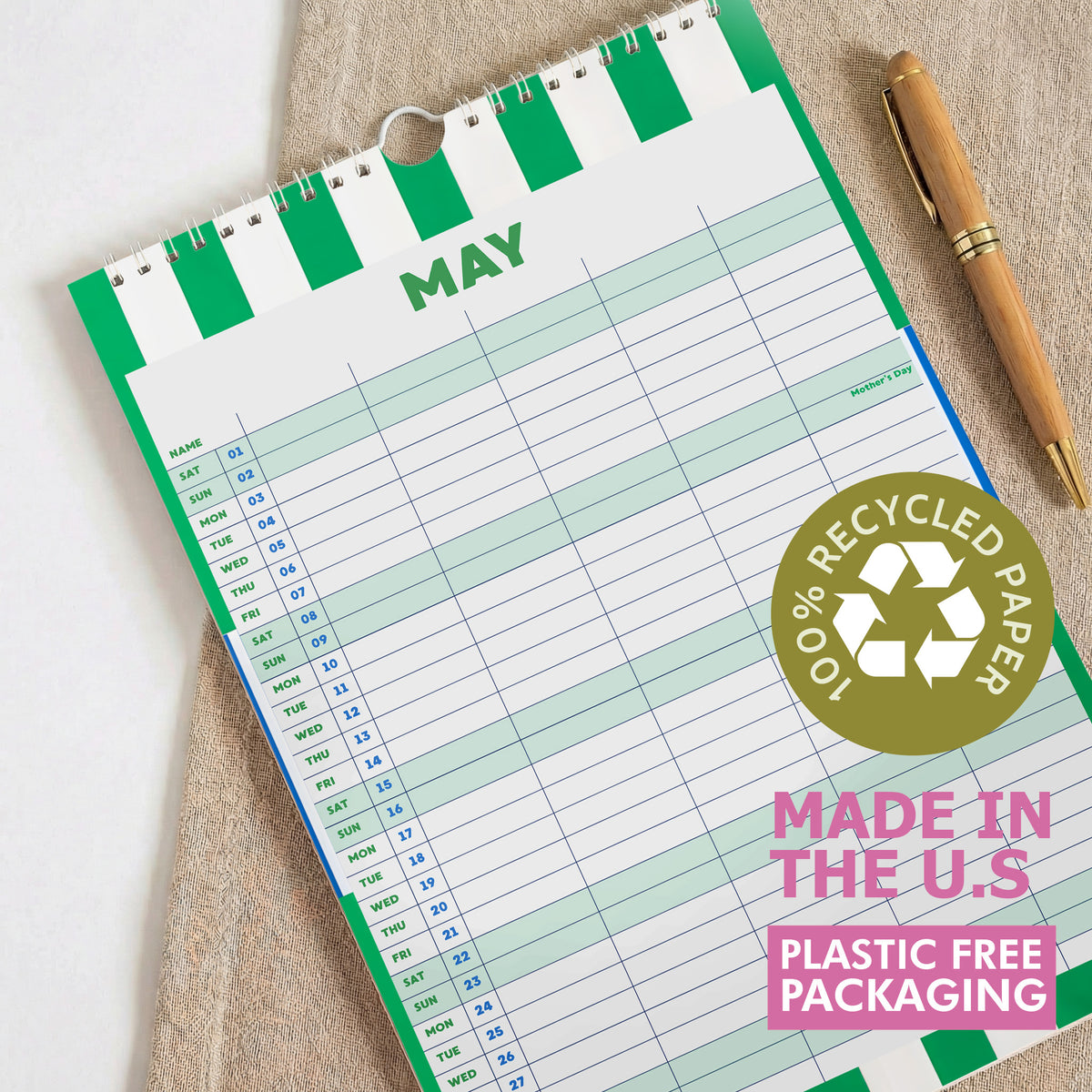 2027 Abstract Family Planner, 5 Column Planner, Family Organizer, Recycle Paper