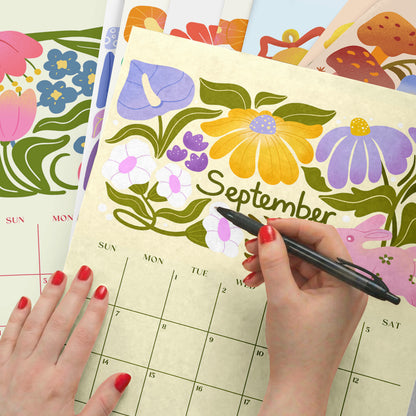 2026-2027 Academic Wall Calendar, Retro Art, August Start