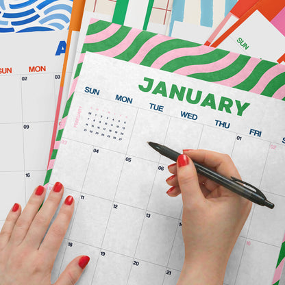 2027 Wall Calendar, Abstract Design, Recycled Paper