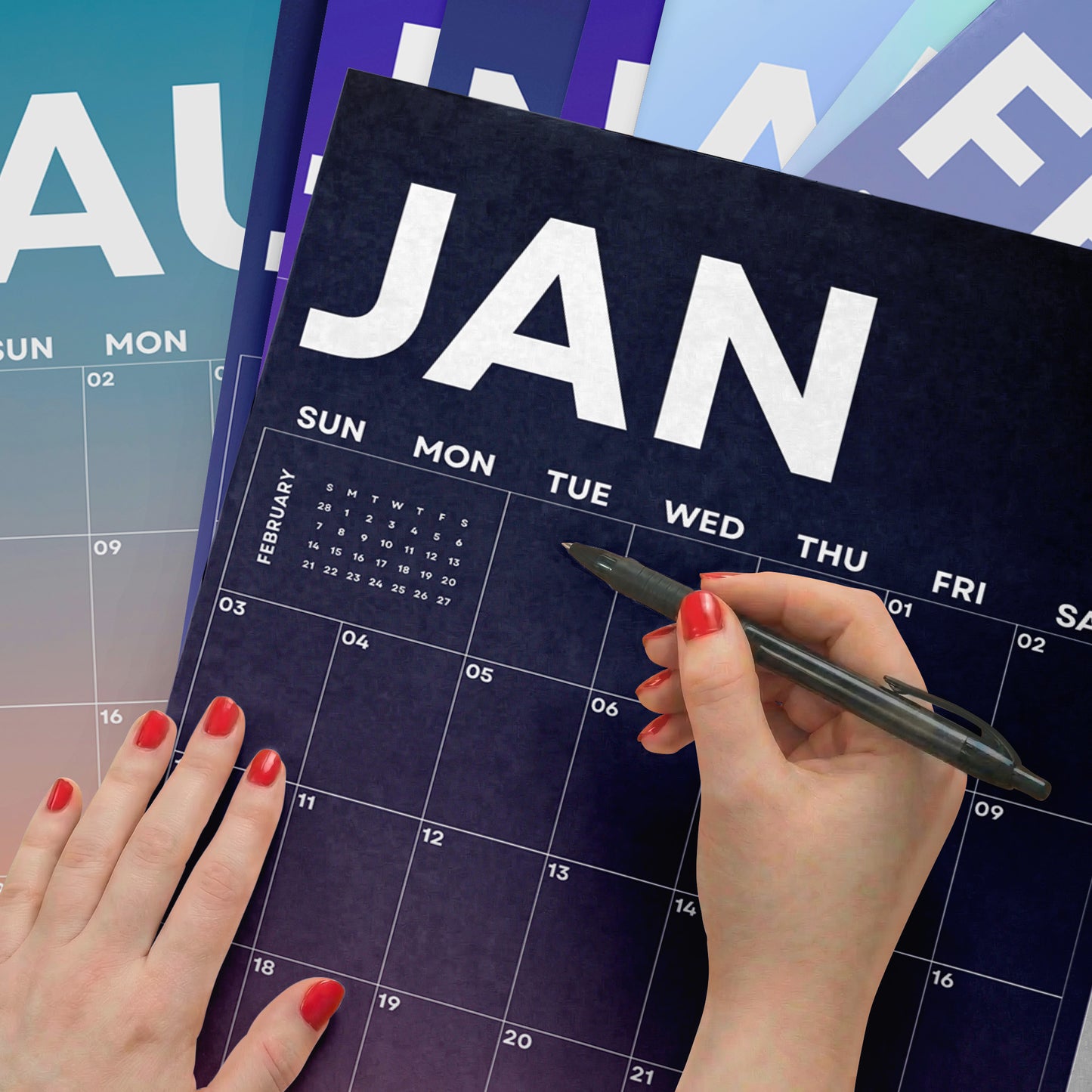 2026-2027 Academic Year Large Monthly Planner, September Start, Gradient Design