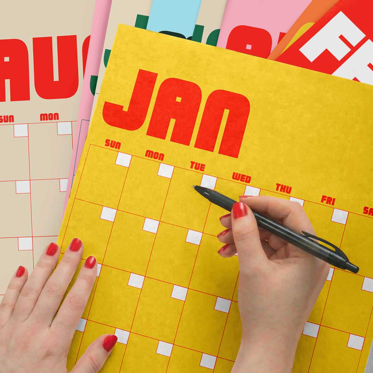 Retro Undated Wall Planner, Recycled Paper