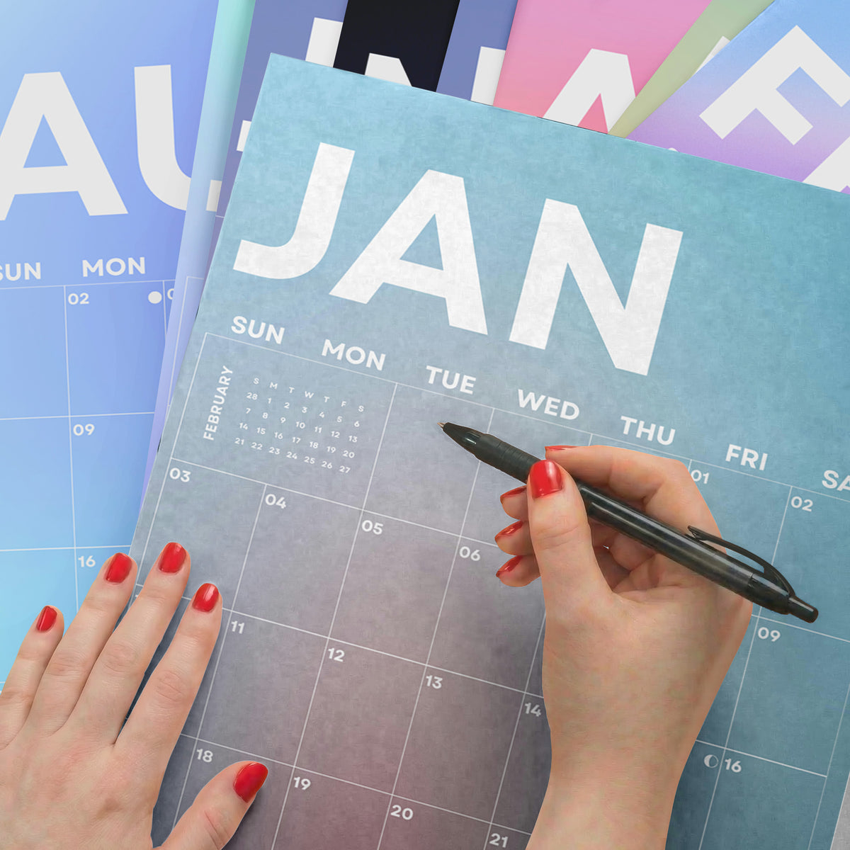 2027 Gradient Wall Calendar, Recycled Paper