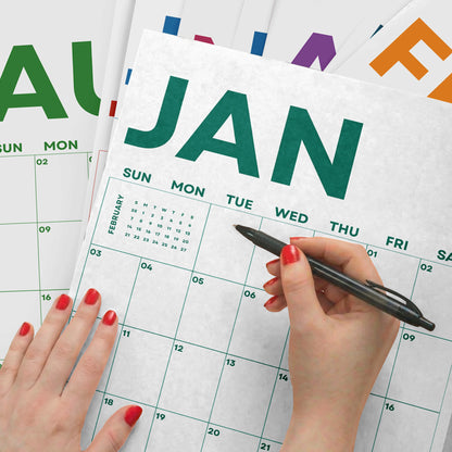 2027 Wall Calendar, Bright Color Design, Recycled Paper