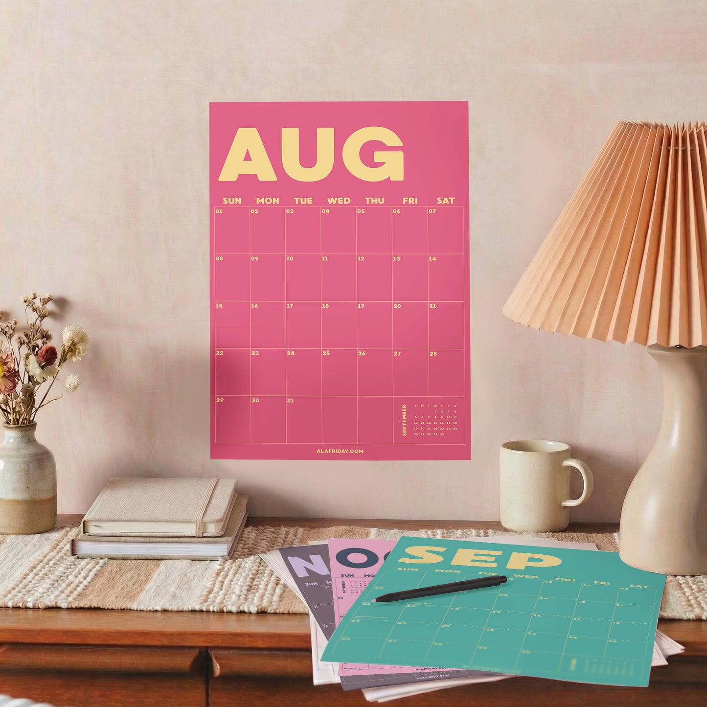 2027 Wall Calendar, Pastel Design, Recycled Paper