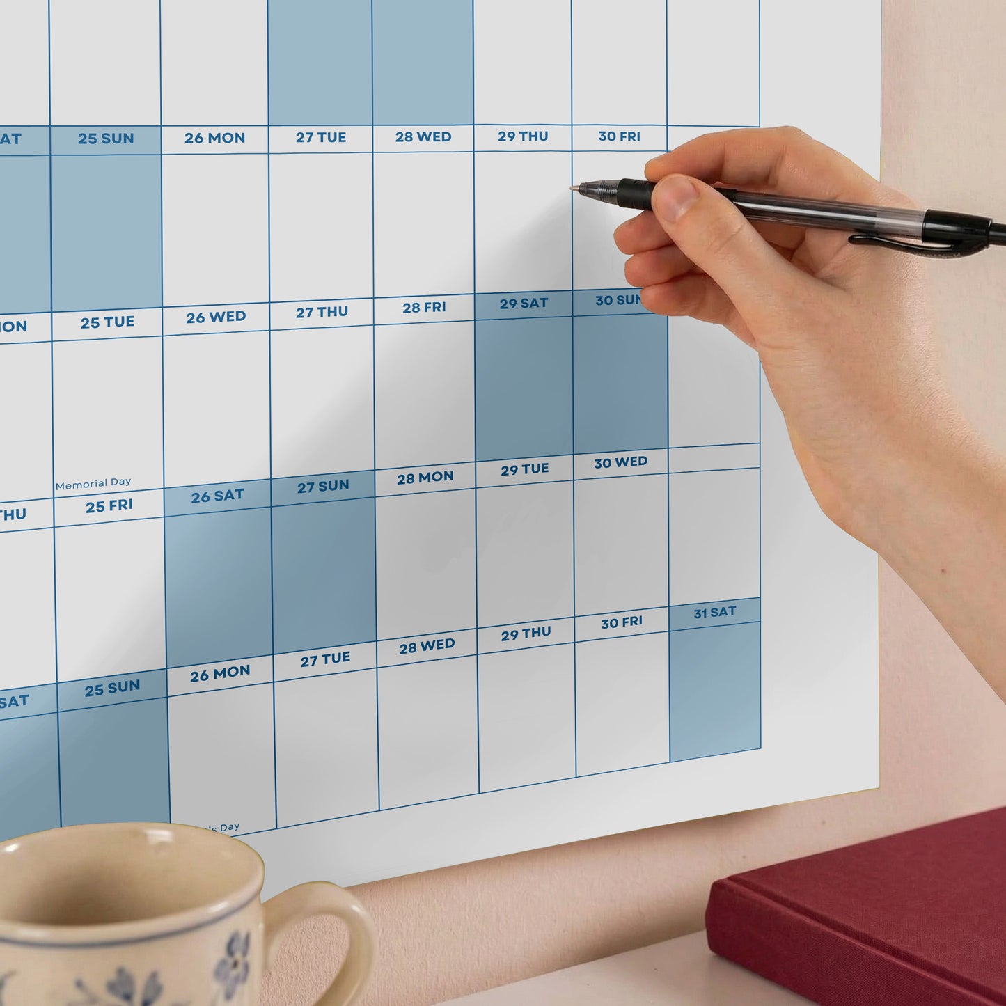 2026-2027 Academic Year Wall Planner, August Start, Classroom Planner, Sage Blue