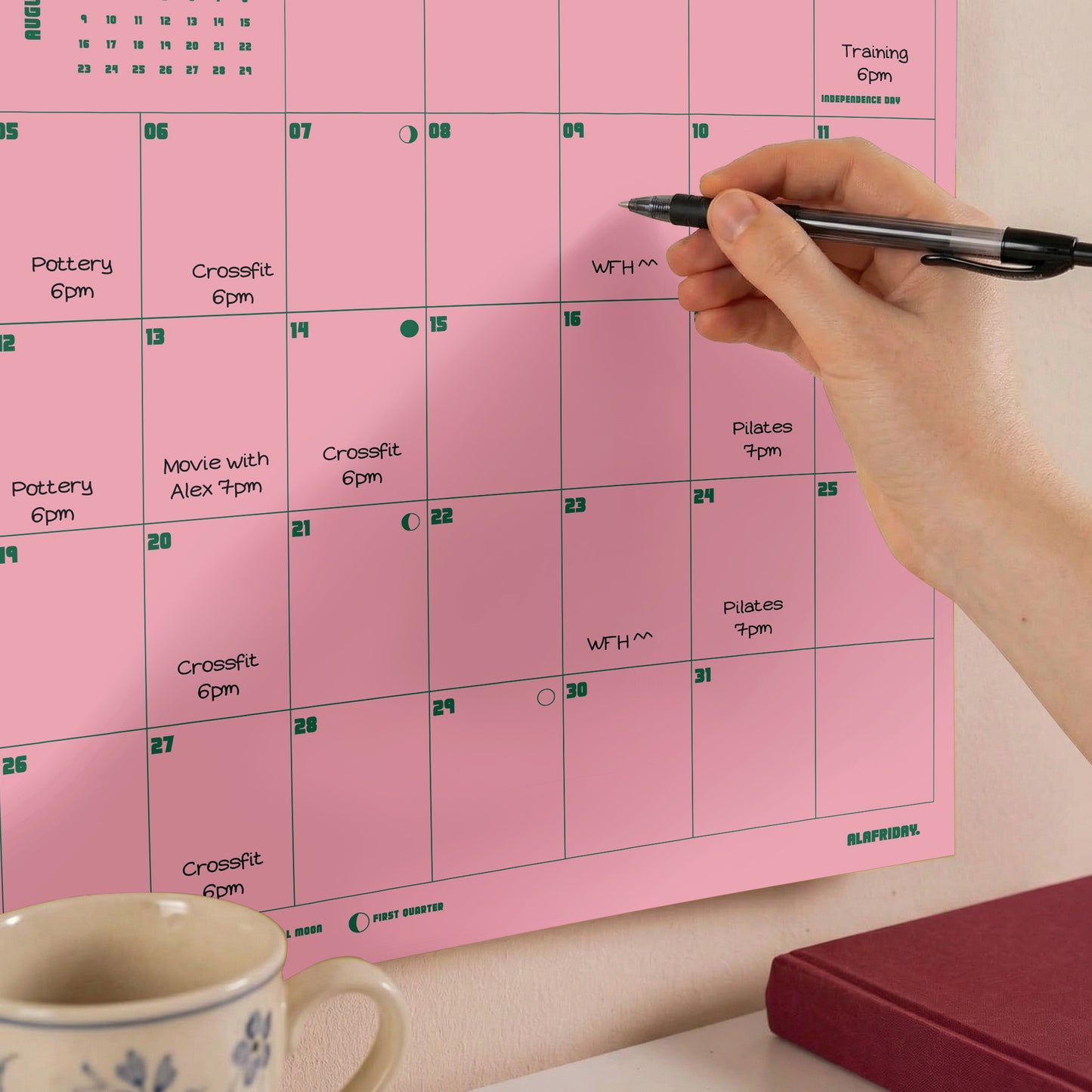2026 Retro Wall Calendar, Monthly View, Recycled Paper