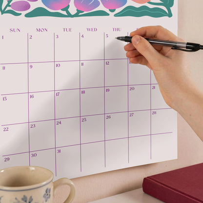 2027 Wall Calendar, Retro Flowers Design, Recycled Paper
