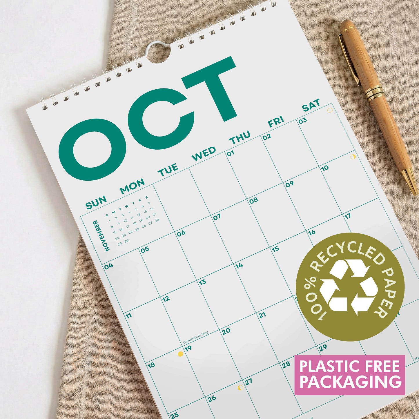 2026 Bright Color Calendar, Recycled Paper