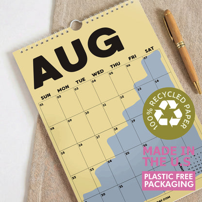 2027 Wall Calendar, Earth Design, Recycled Paper