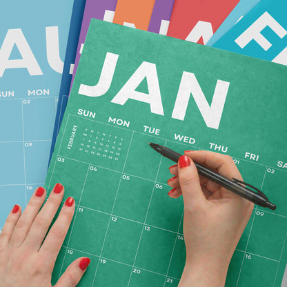 2026-2027 Academic Year Large Monthly Planner, September Start, Colorful Minimalist Design
